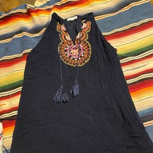 Embroidered mini dress.